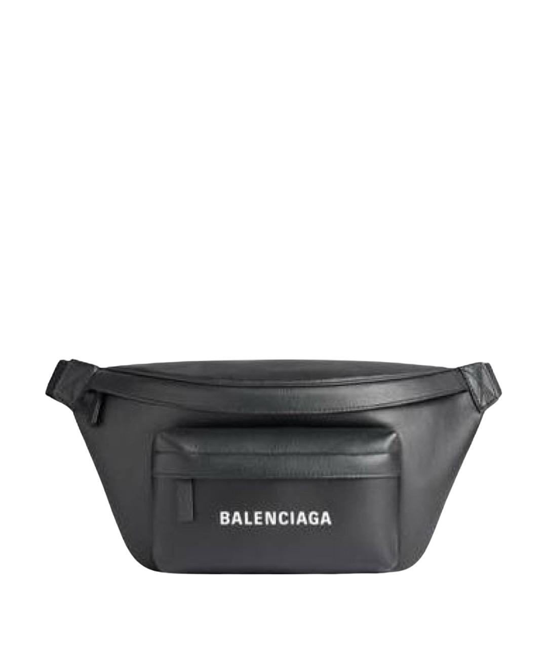 BALENCIAGA Черная кожаная поясная сумка, фото 1