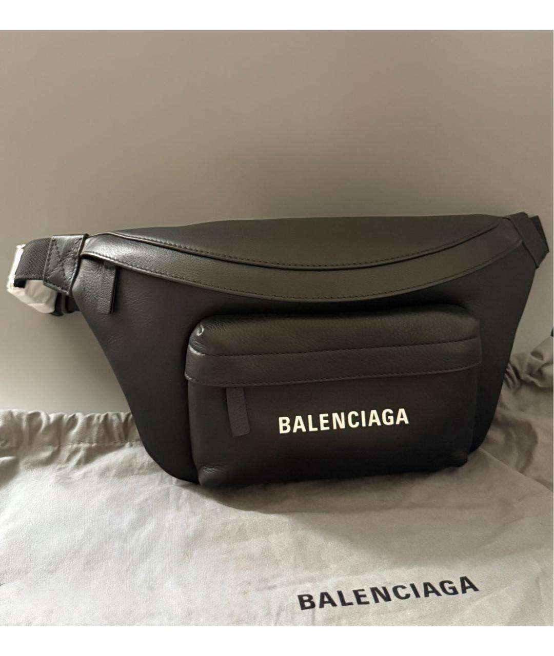 BALENCIAGA Черная кожаная поясная сумка, фото 2