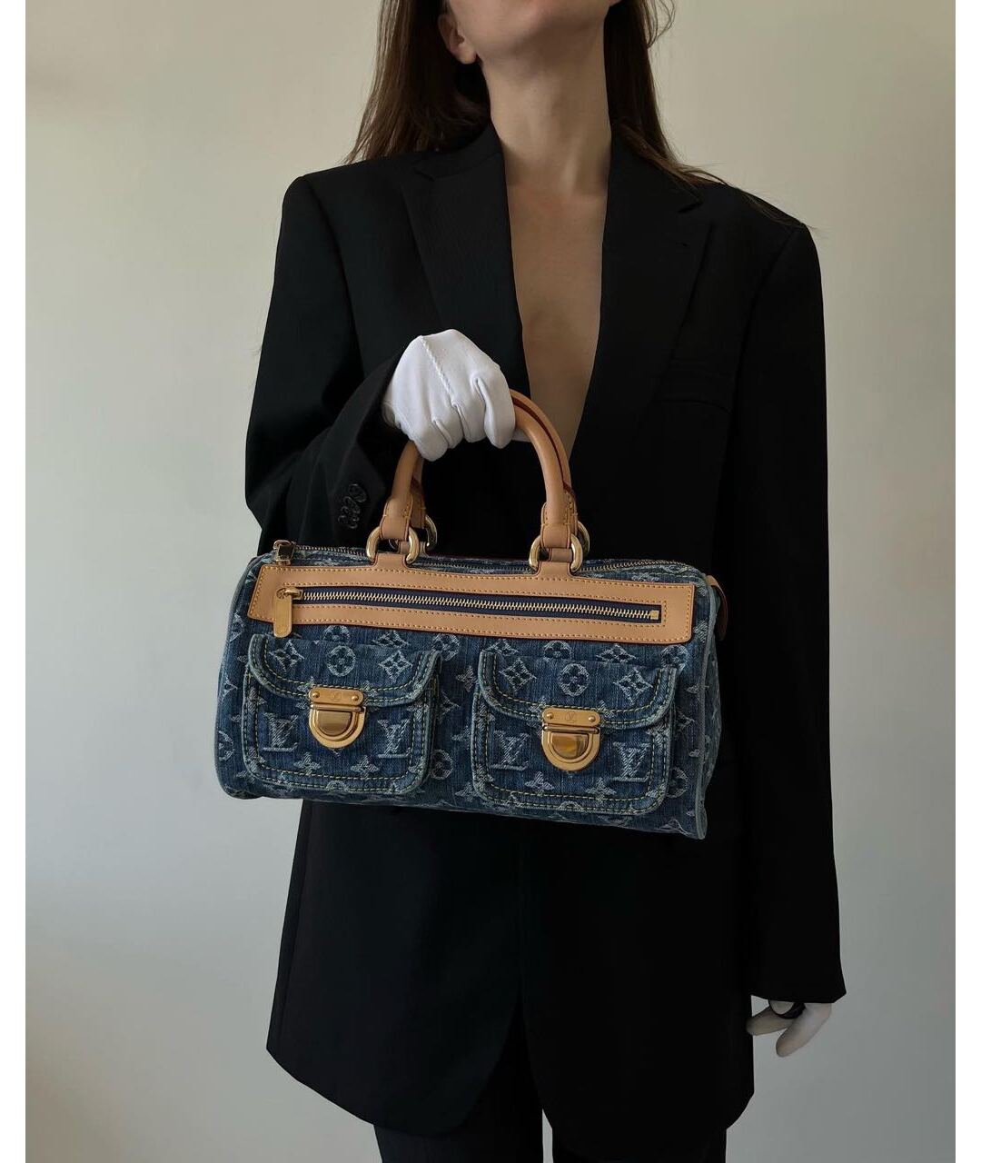 LOUIS VUITTON Голубая деним сумка тоут, фото 7