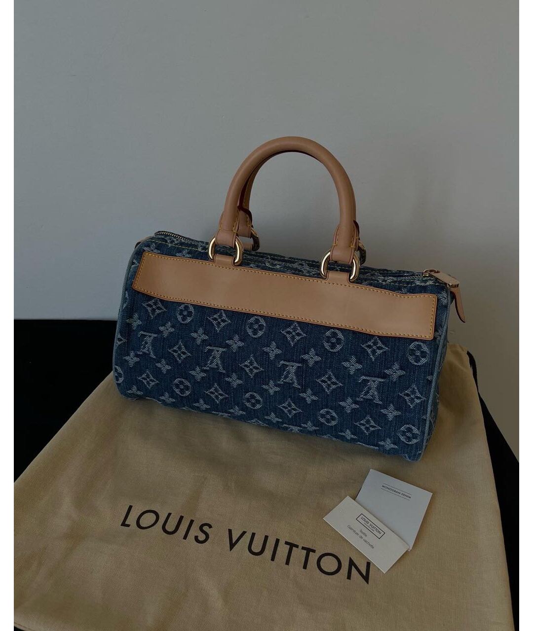LOUIS VUITTON Голубая деним сумка тоут, фото 3
