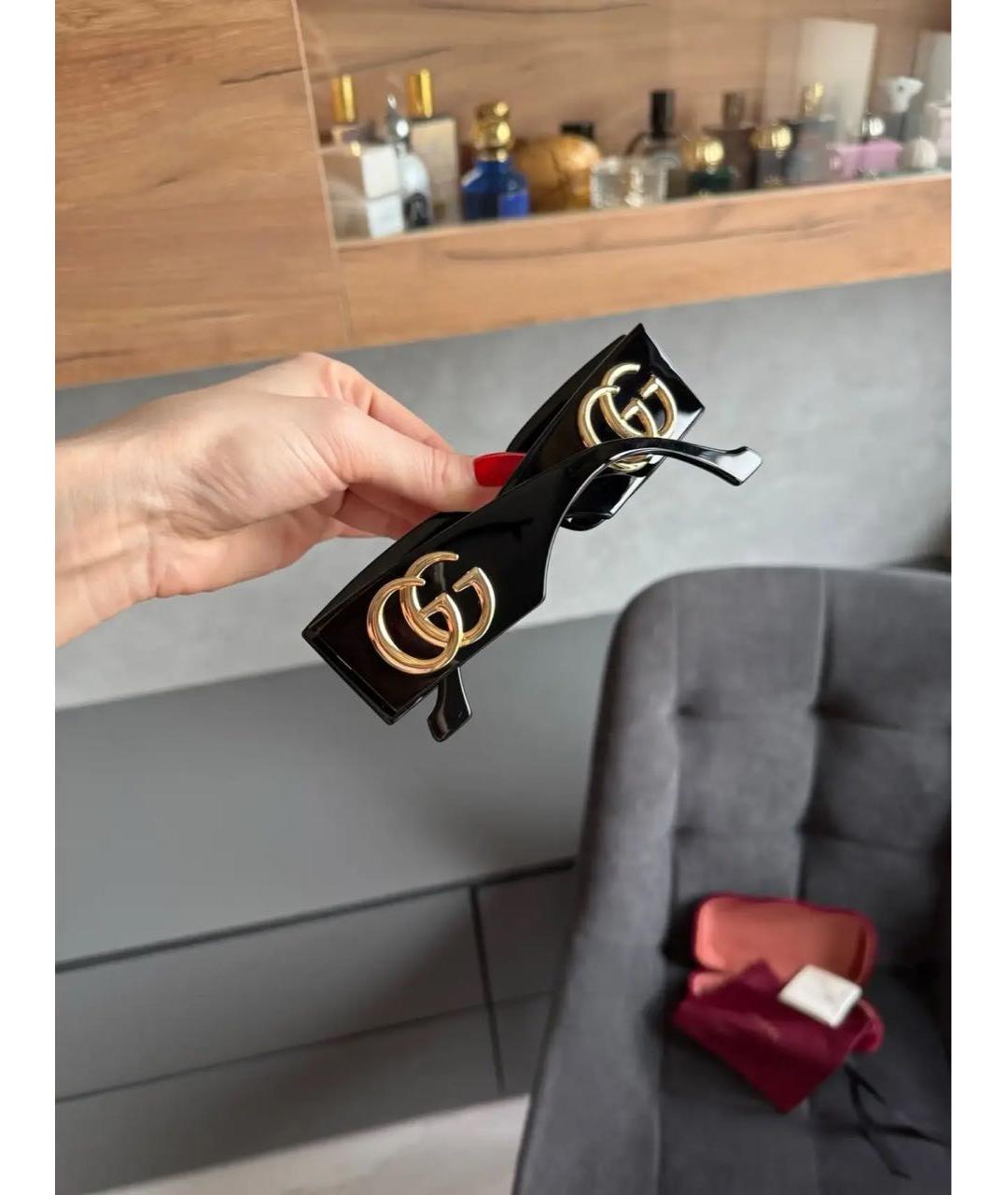 GUCCI Черные пластиковые солнцезащитные очки, фото 4