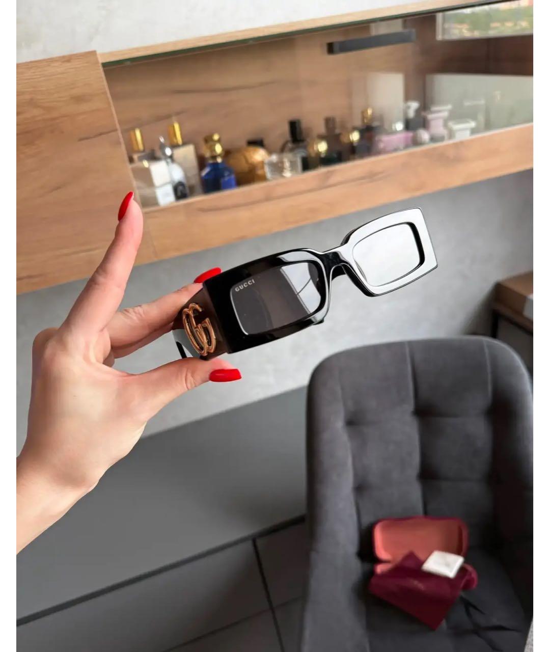 GUCCI Черные пластиковые солнцезащитные очки, фото 2