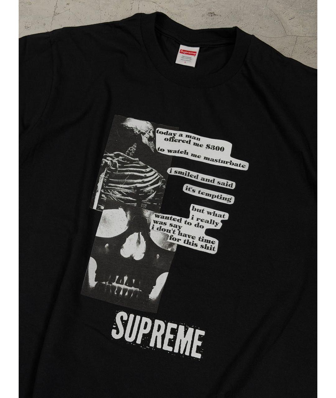 SUPREME Черная хлопковая футболка, фото 3