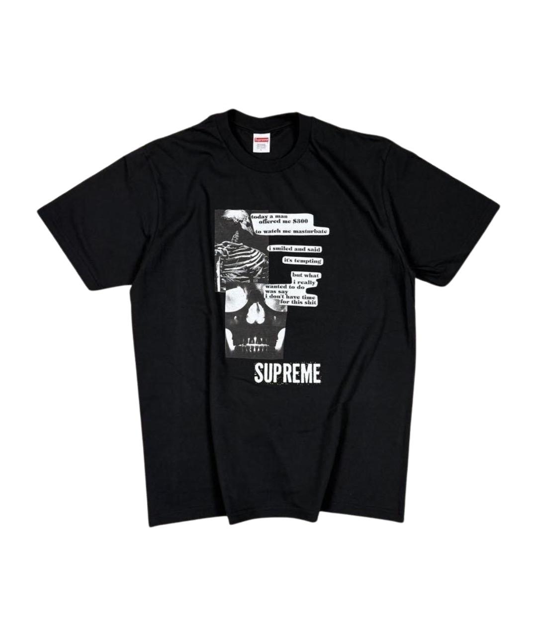SUPREME Черная хлопковая футболка, фото 1