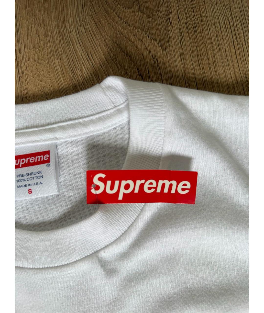 SUPREME Белая хлопковая футболка, фото 4