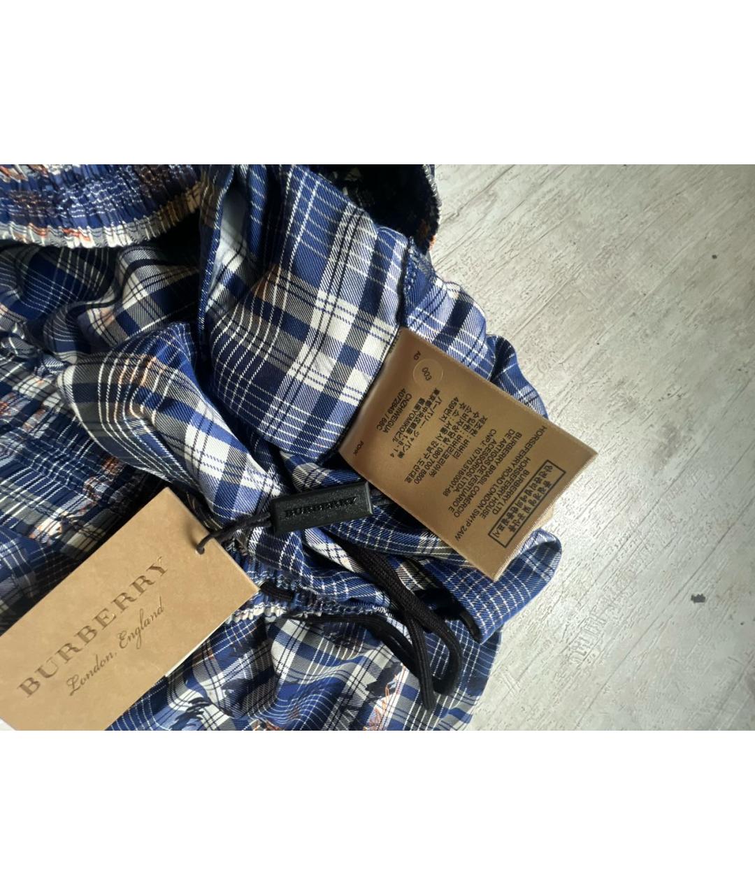 BURBERRY Синие шелковые шорты, фото 7