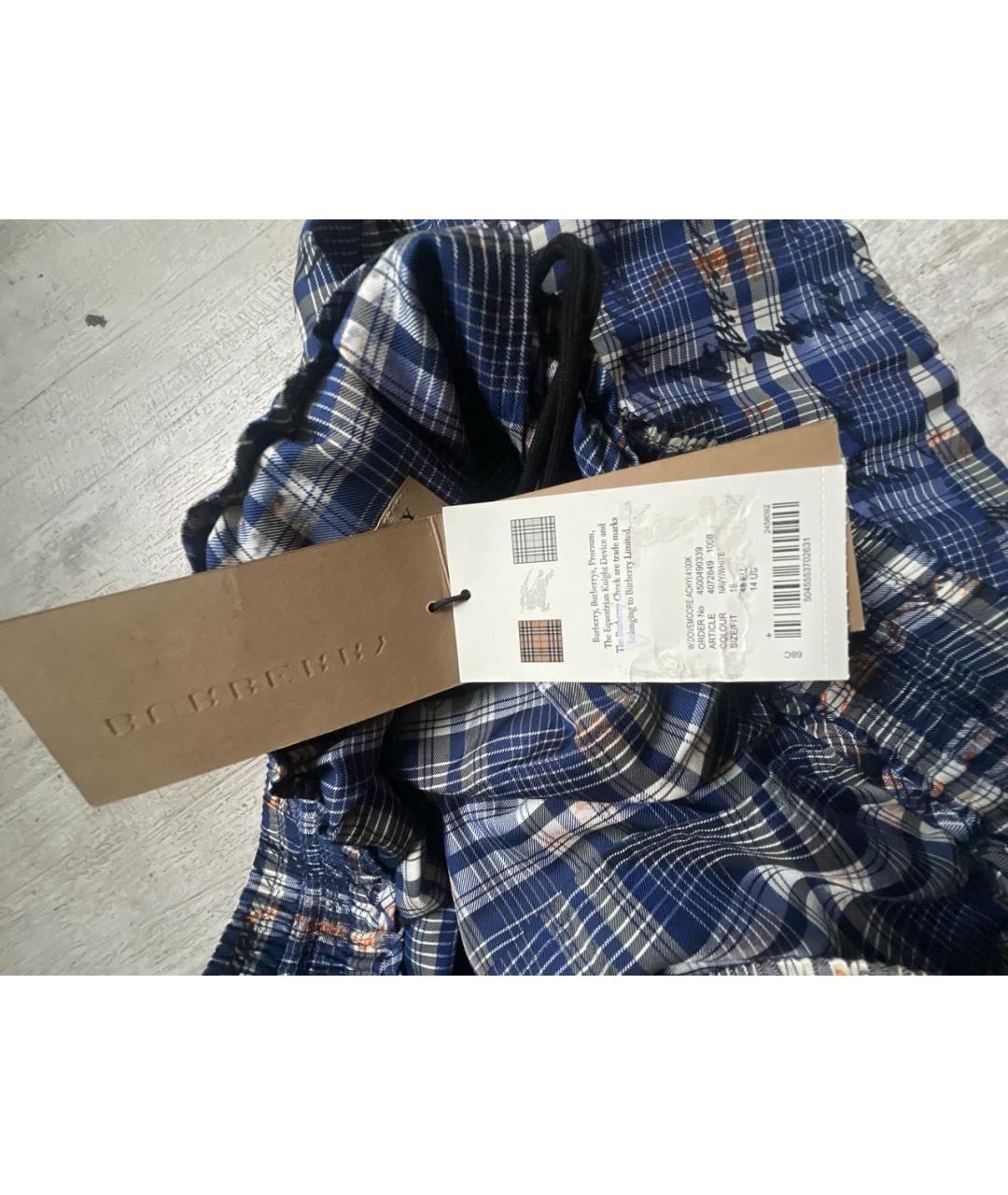 BURBERRY Синие шелковые шорты, фото 5