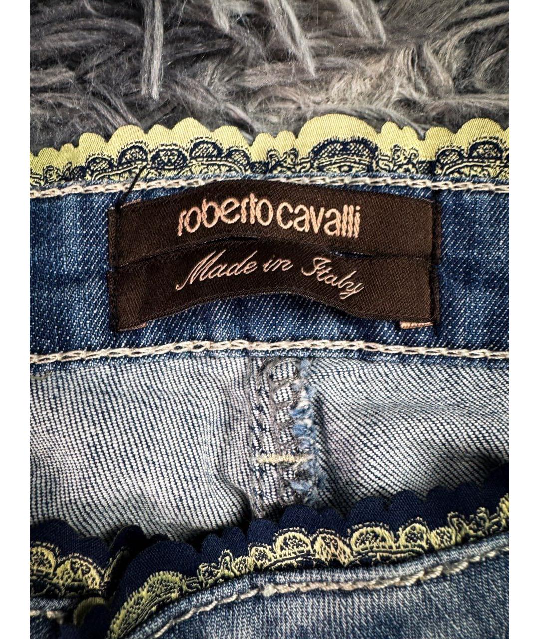 ROBERTO CAVALLI Голубые хлопковые джинсы клеш, фото 7