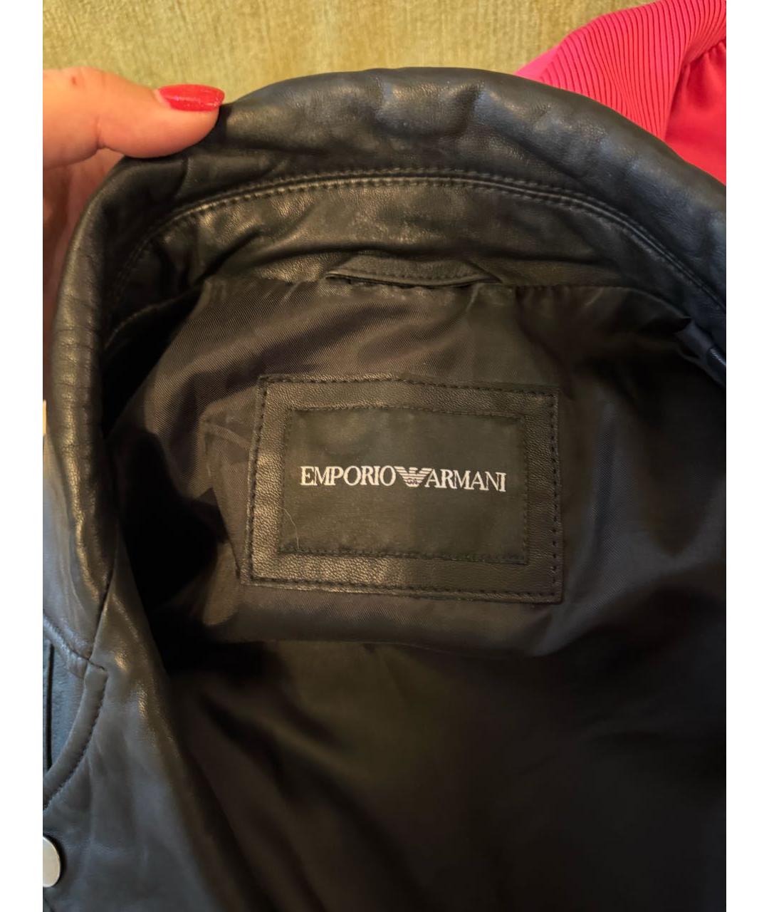 EMPORIO ARMANI Черная кожаная куртка, фото 3