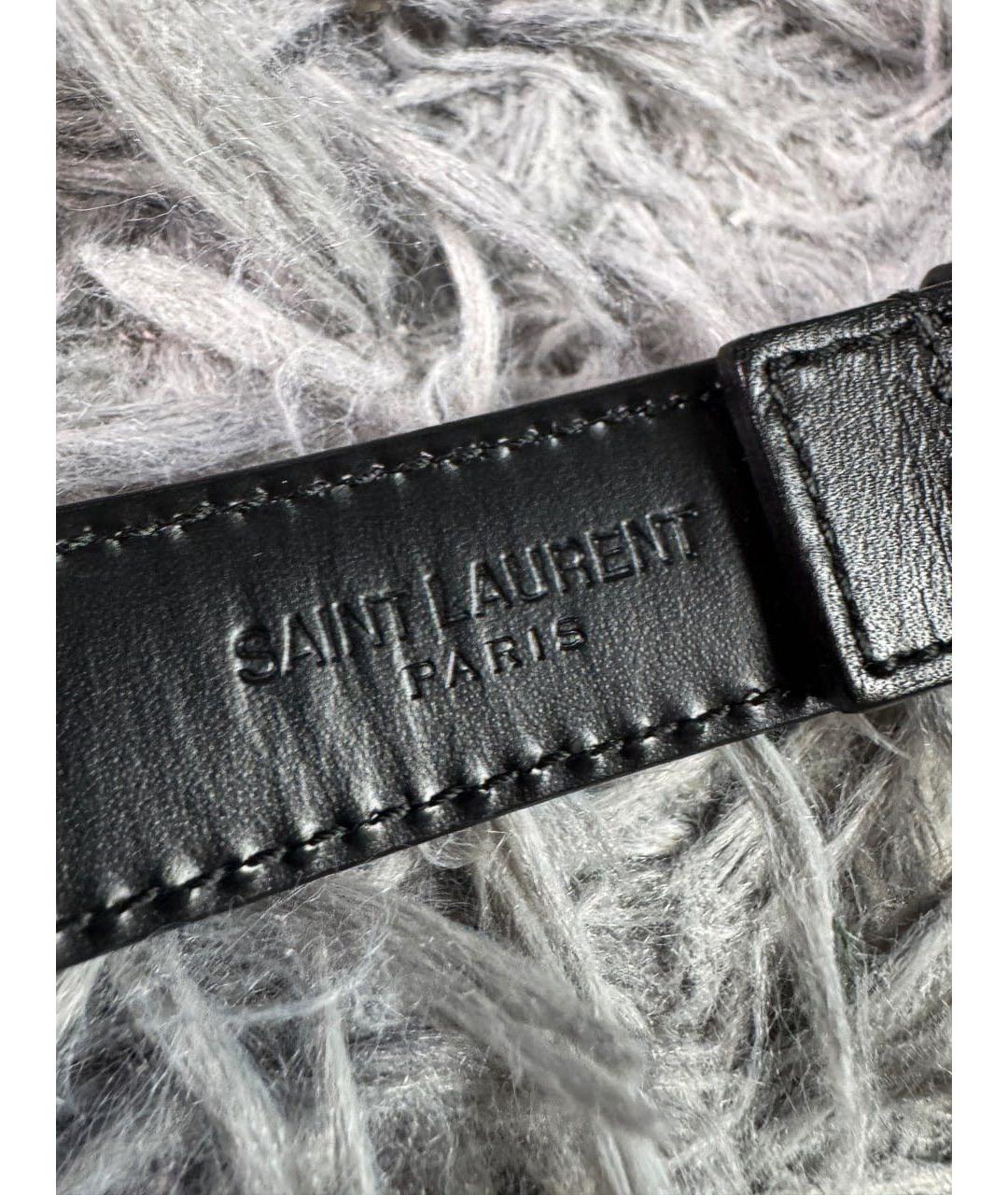SAINT LAURENT Черный кожаный ремень, фото 4