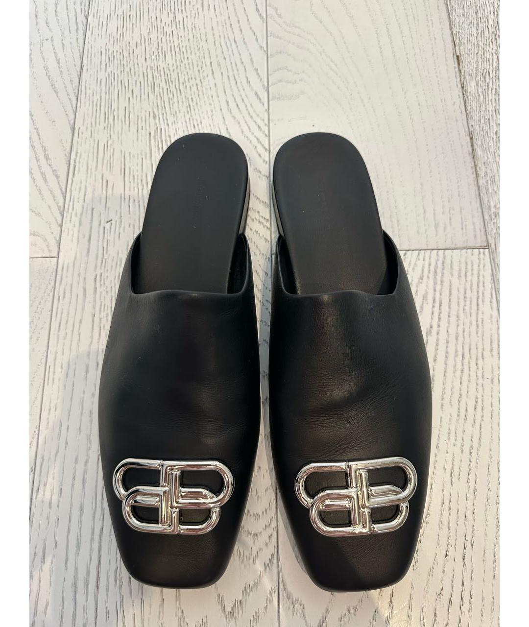BALENCIAGA Черные кожаные мюли, фото 2