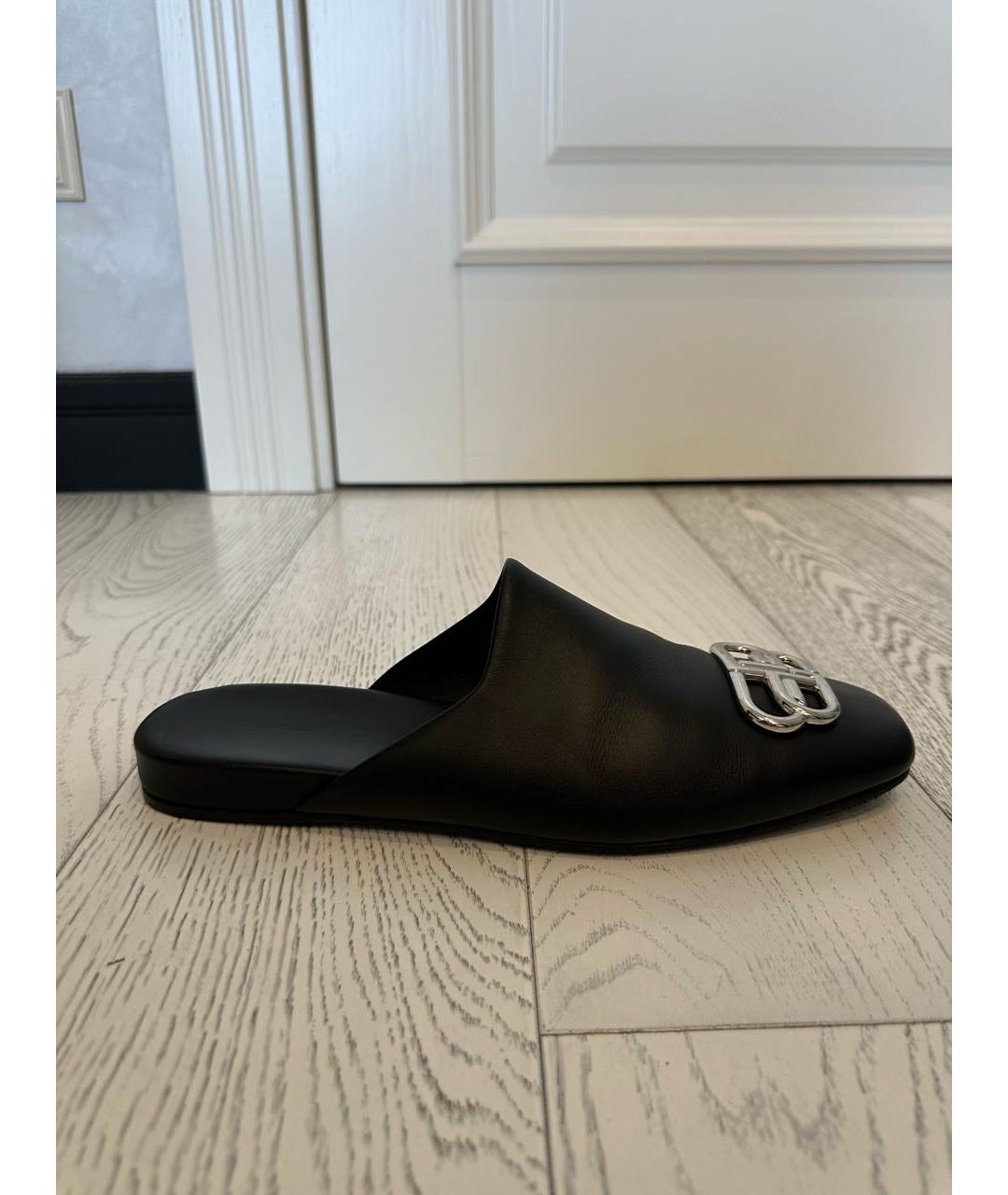 BALENCIAGA Черные кожаные мюли, фото 7
