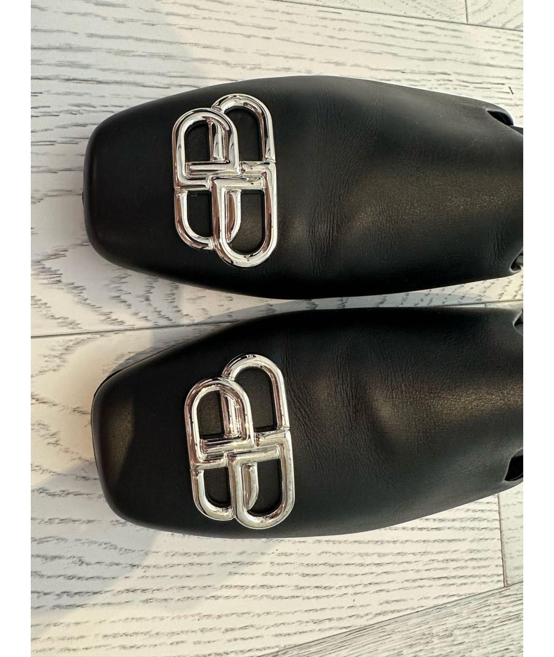 BALENCIAGA Черные кожаные мюли, фото 3