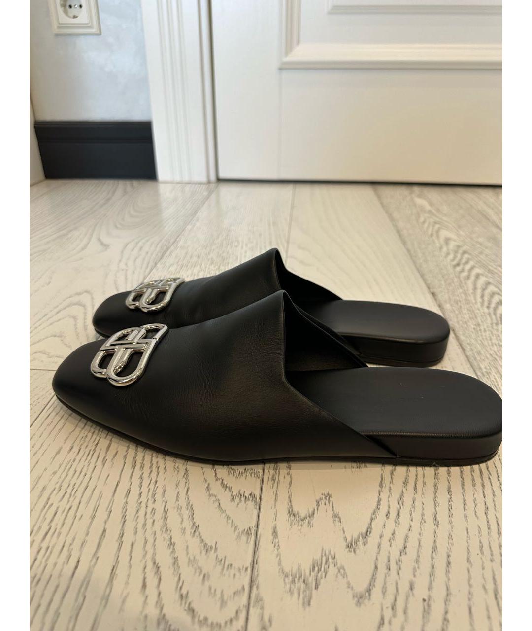 BALENCIAGA Черные кожаные мюли, фото 4
