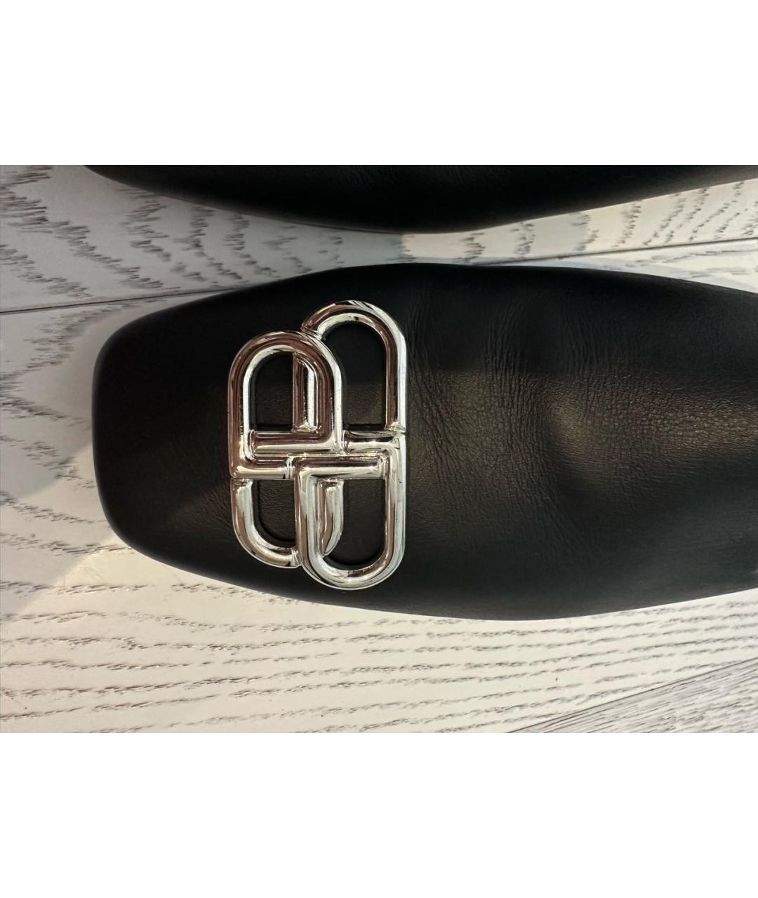 BALENCIAGA Черные кожаные мюли, фото 6