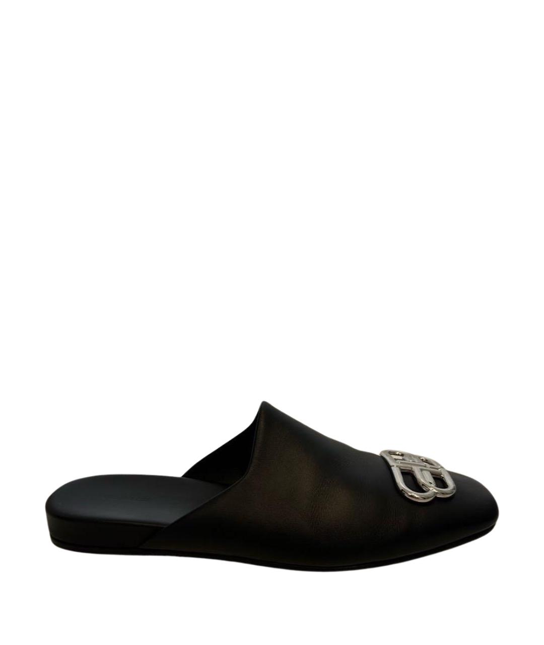 BALENCIAGA Черные кожаные мюли, фото 1