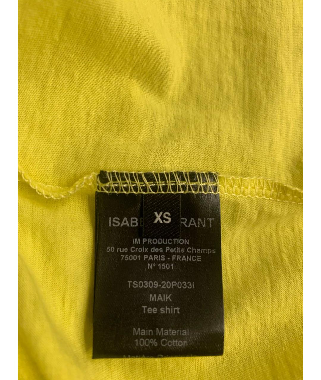 ISABEL MARANT Желтая хлопковая футболка, фото 4