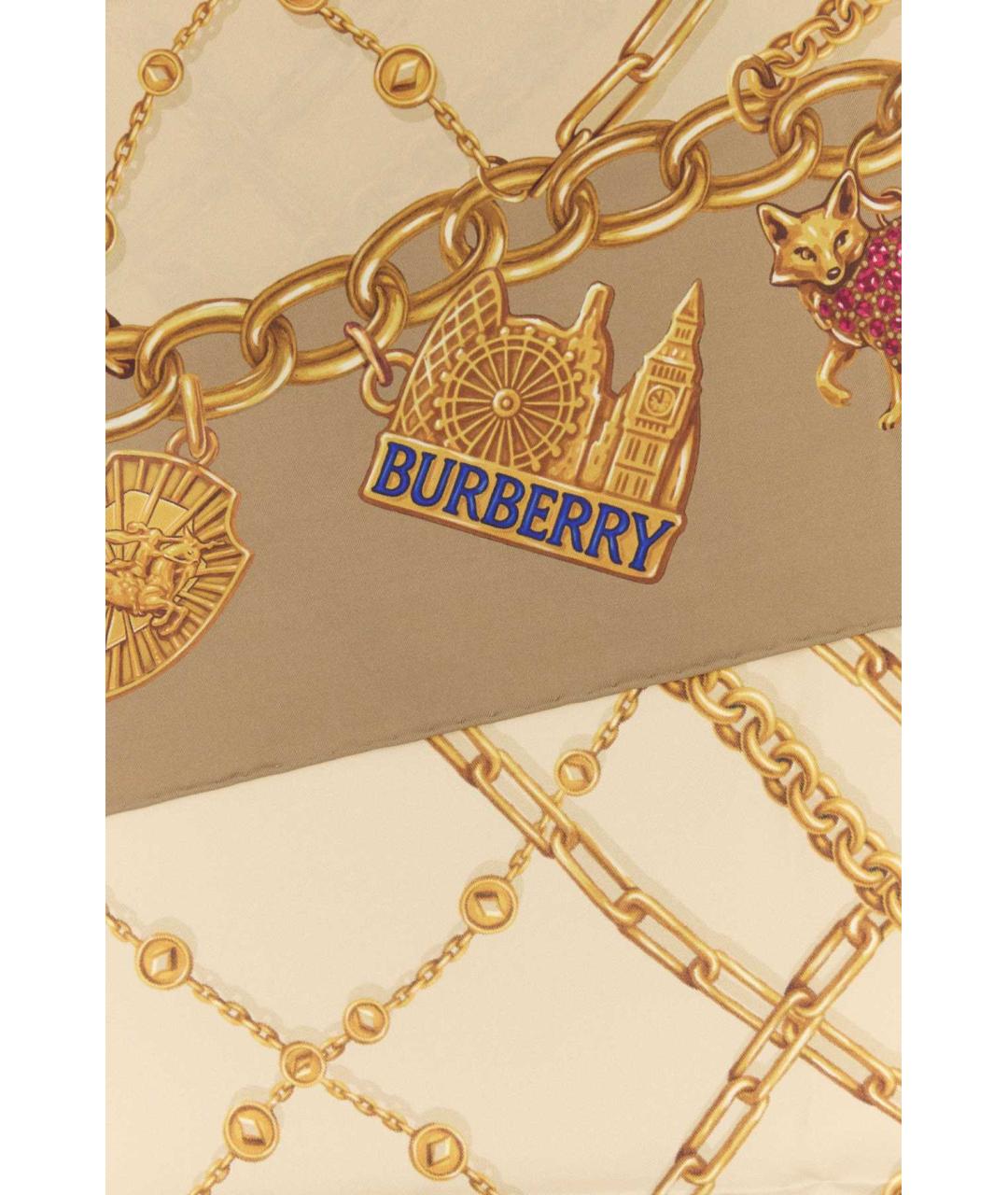 BURBERRY Бежевый шелковый шарф, фото 2