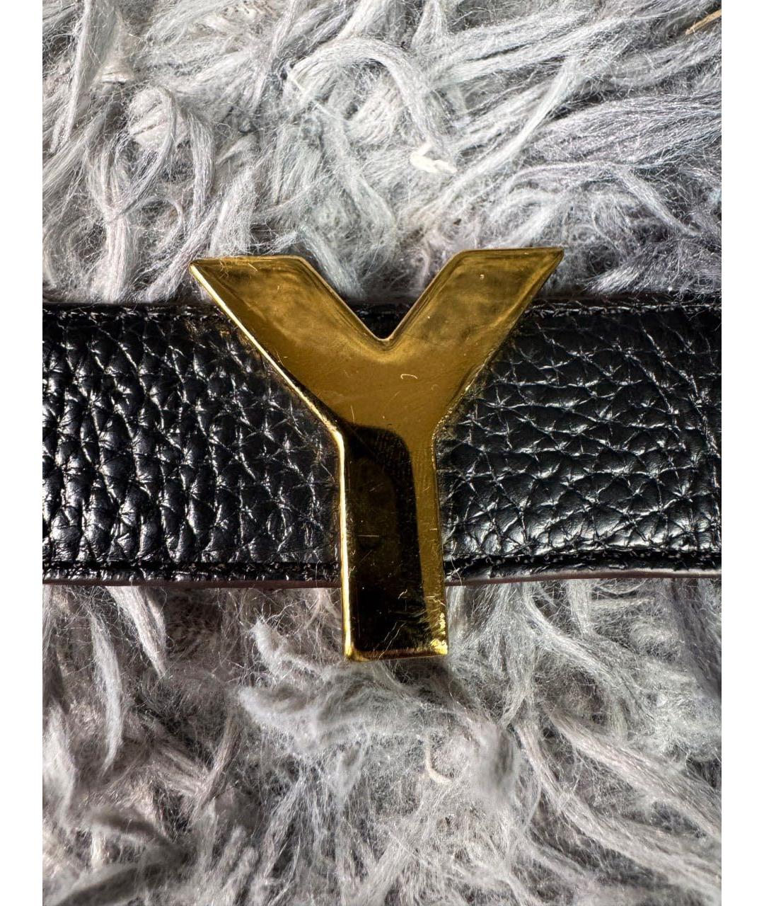 SAINT LAURENT Черный кожаный ремень, фото 2