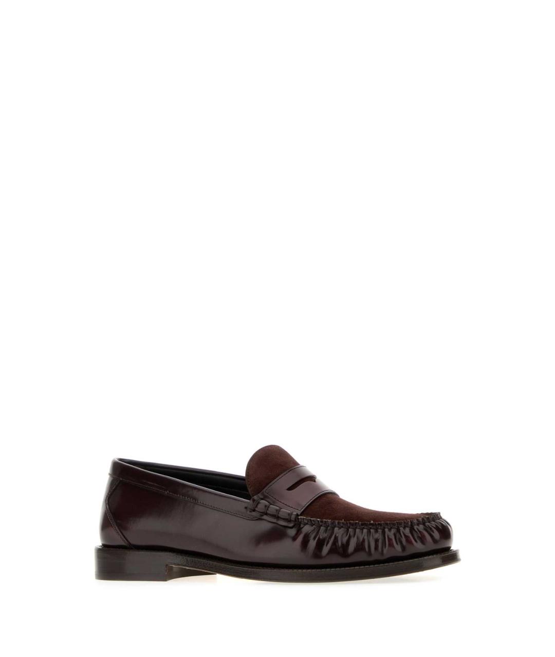 BRUNELLO CUCINELLI Бордовые кожаные лоферы, фото 2
