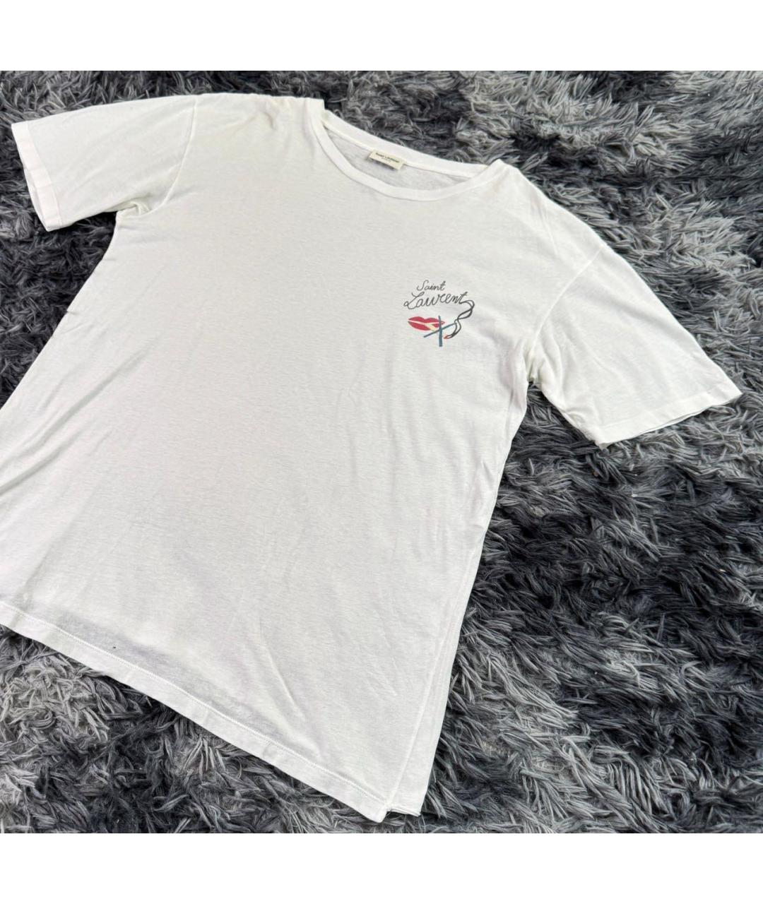SAINT LAURENT Белая хлопковая футболка, фото 5