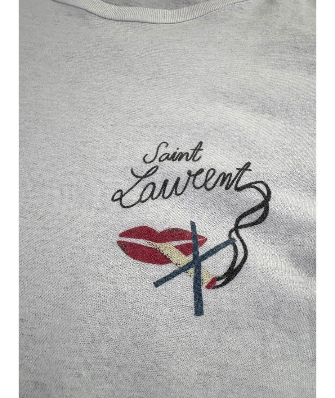 SAINT LAURENT Белая хлопковая футболка, фото 2