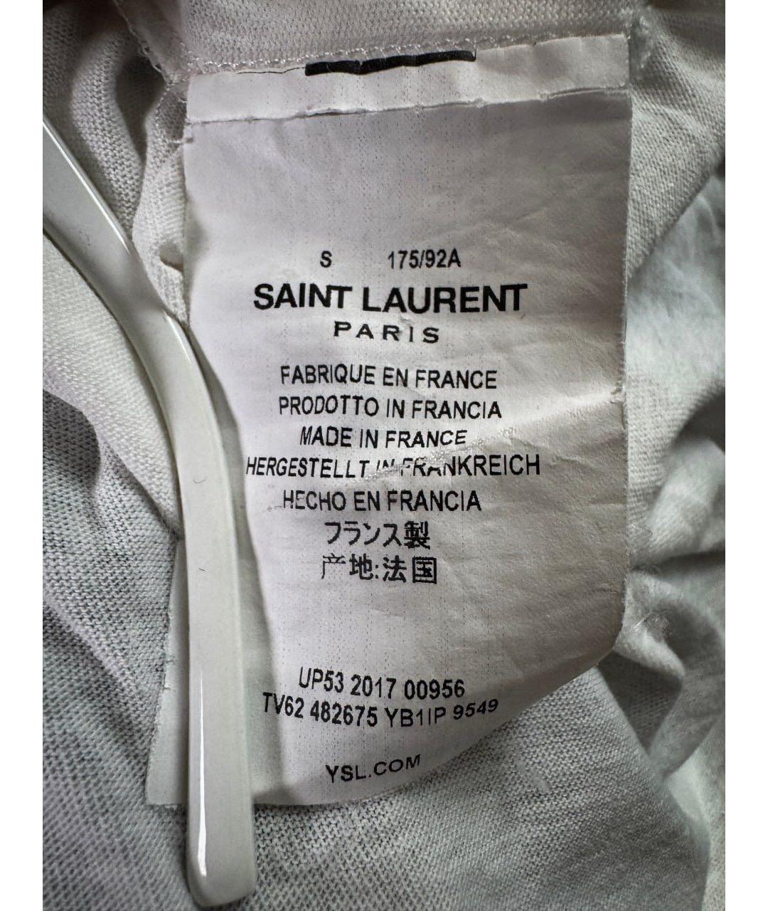 SAINT LAURENT Белая хлопковая футболка, фото 7