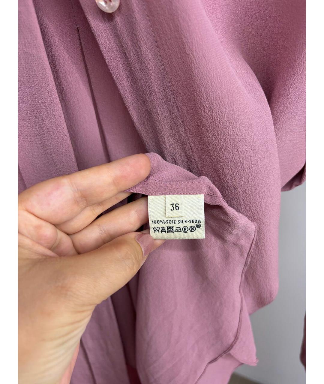 HERMES Розовая шелковая блузы, фото 6