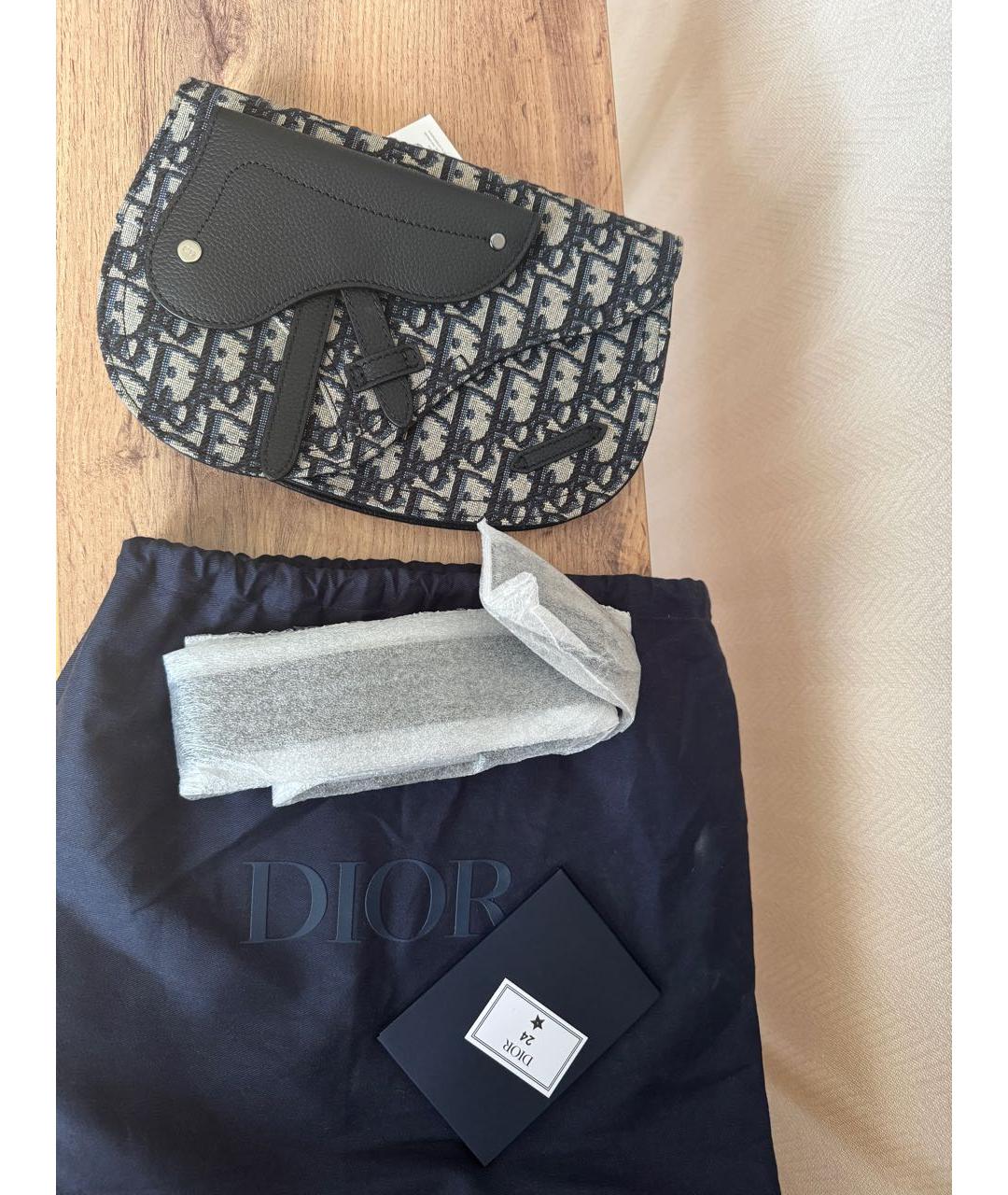 CHRISTIAN DIOR Темно-синяя жаккардовая поясная сумка, фото 4