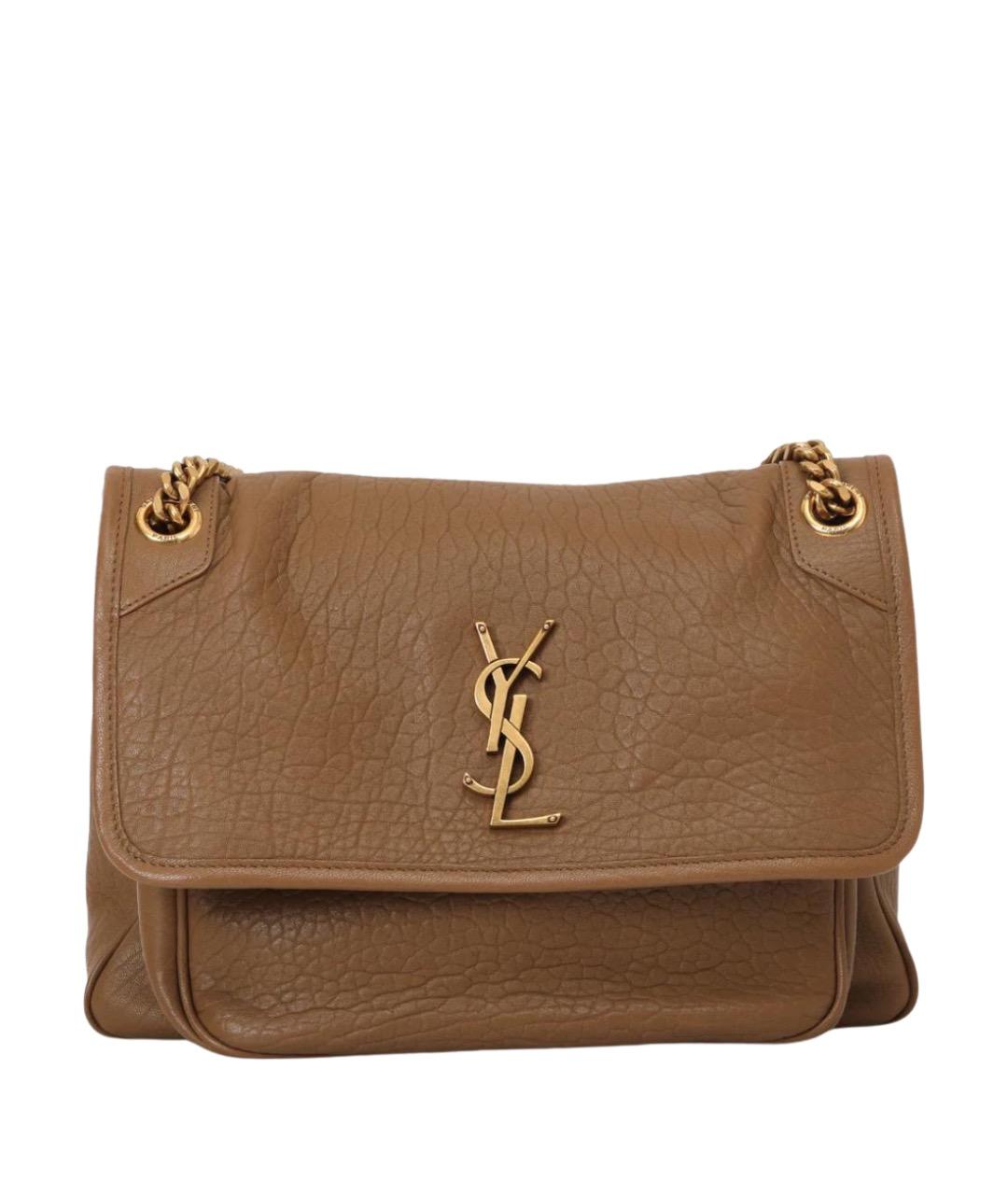 SAINT LAURENT Коричневая кожаная сумка через плечо, фото 1