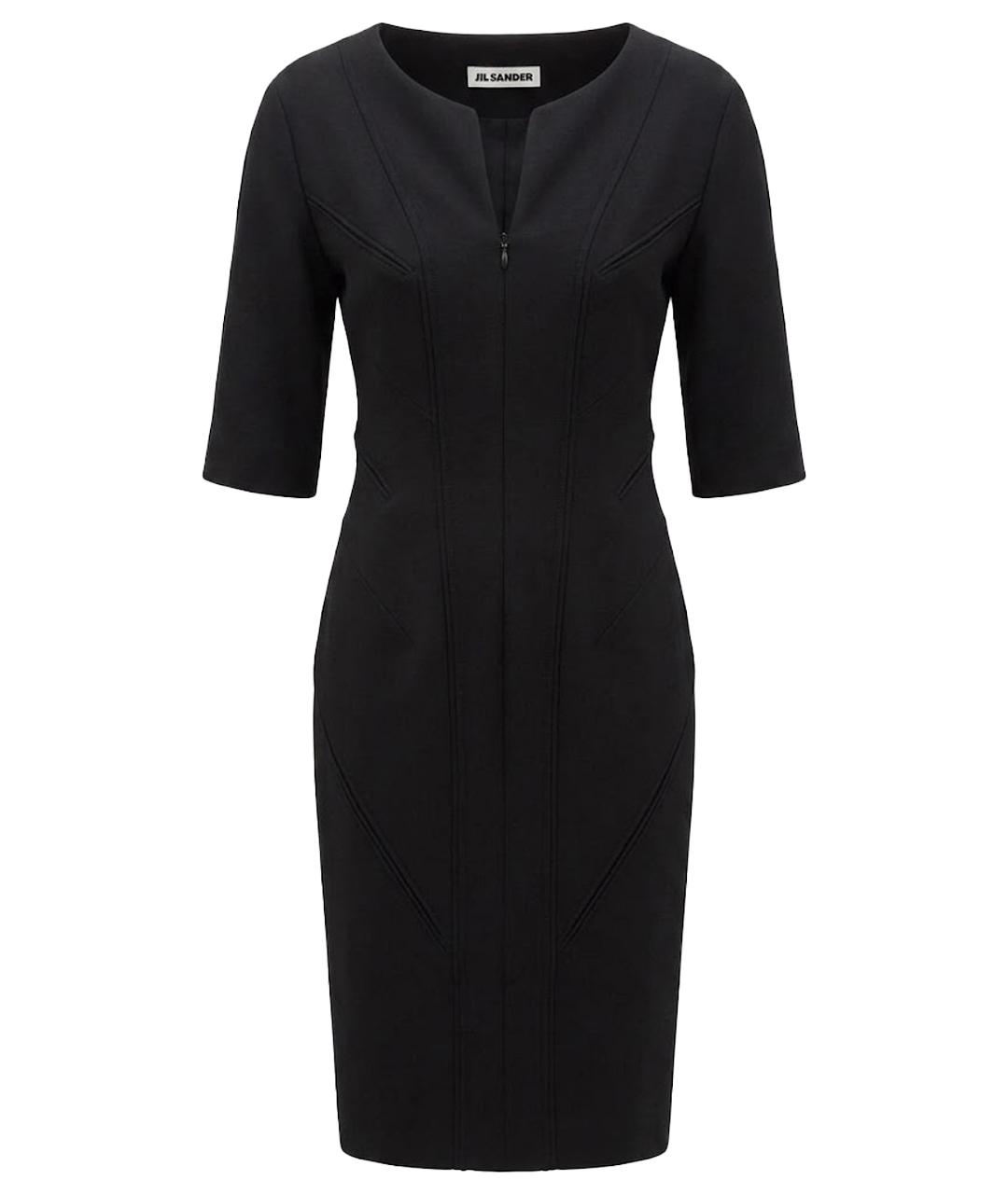 JIL SANDER Черное шерстяное коктейльное платье, фото 1