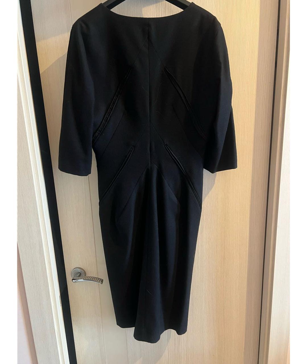 JIL SANDER Черное шерстяное коктейльное платье, фото 2