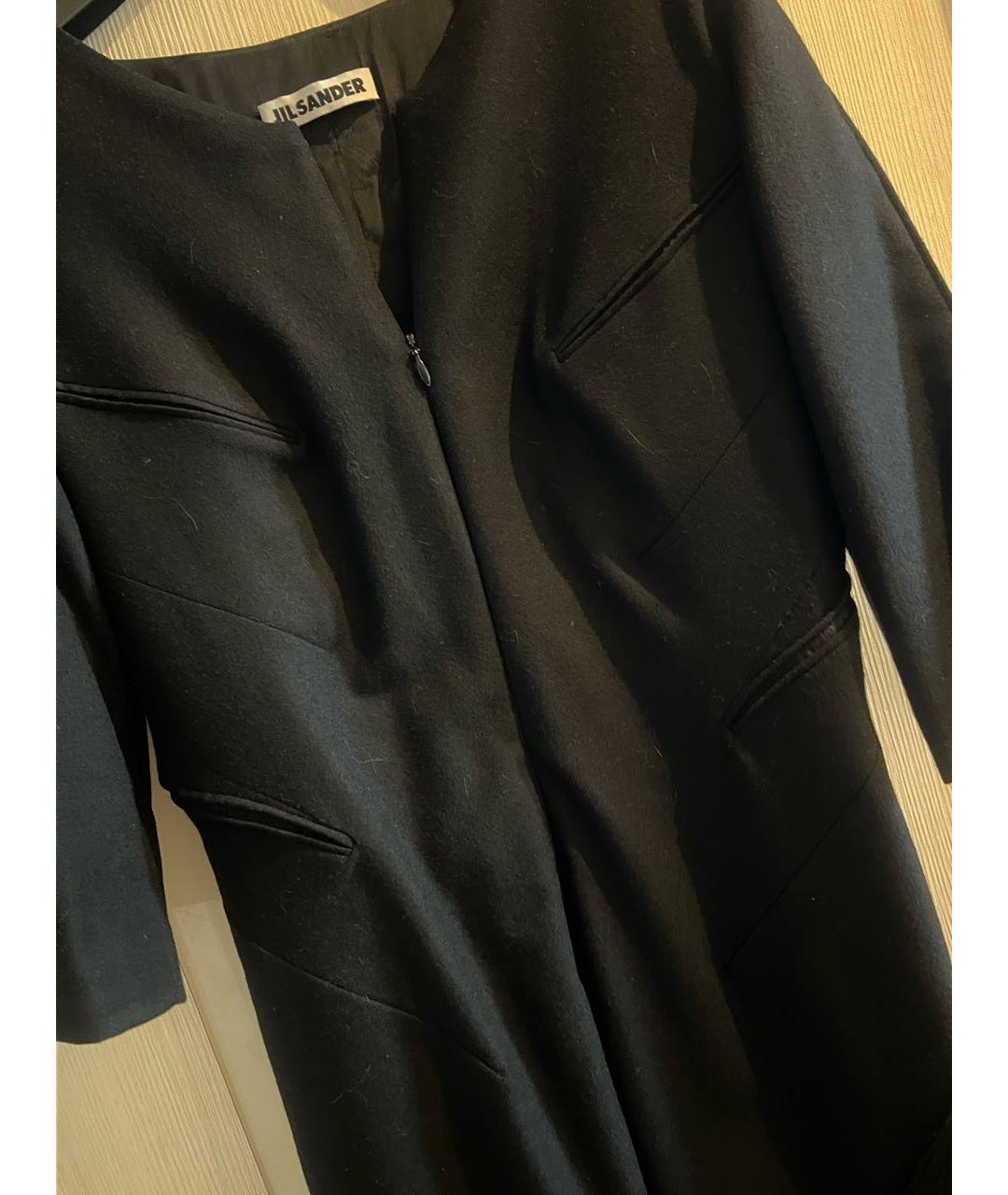 JIL SANDER Черное шерстяное коктейльное платье, фото 4