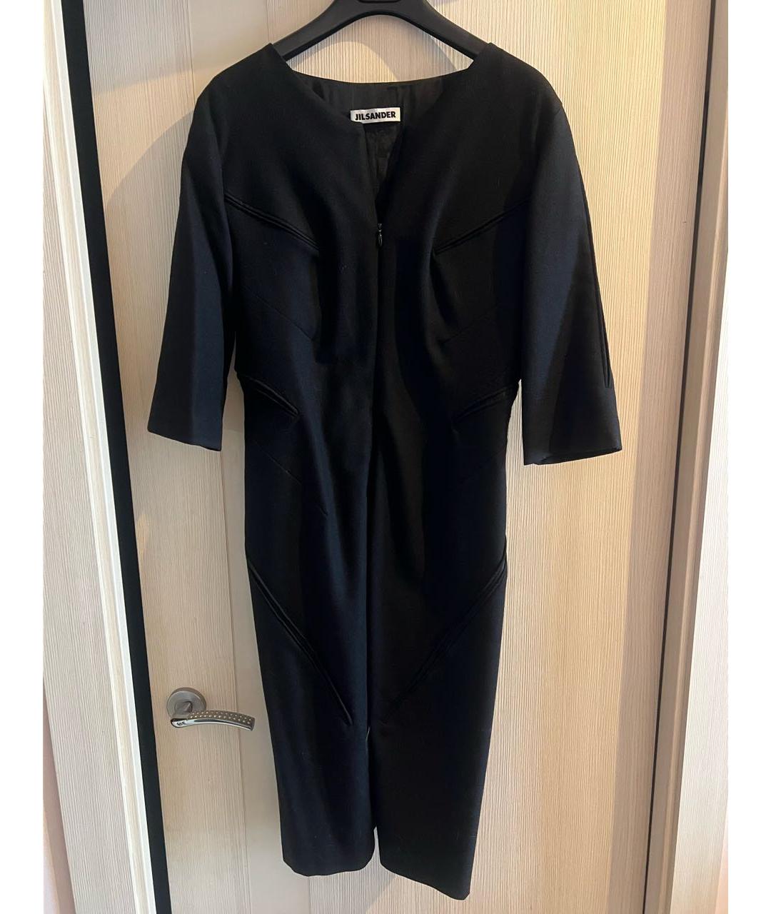 JIL SANDER Черное шерстяное коктейльное платье, фото 5