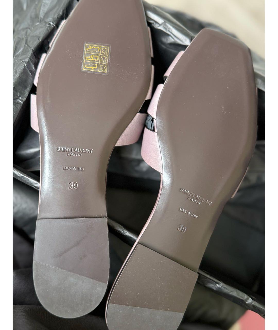 SAINT LAURENT Розовые кожаные сандалии, фото 2