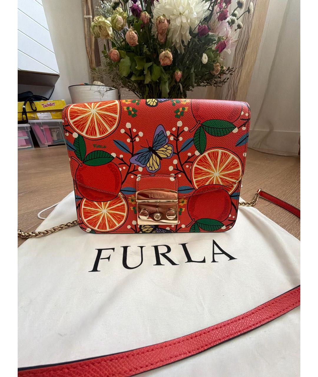 FURLA Красная кожаная сумка через плечо, фото 9