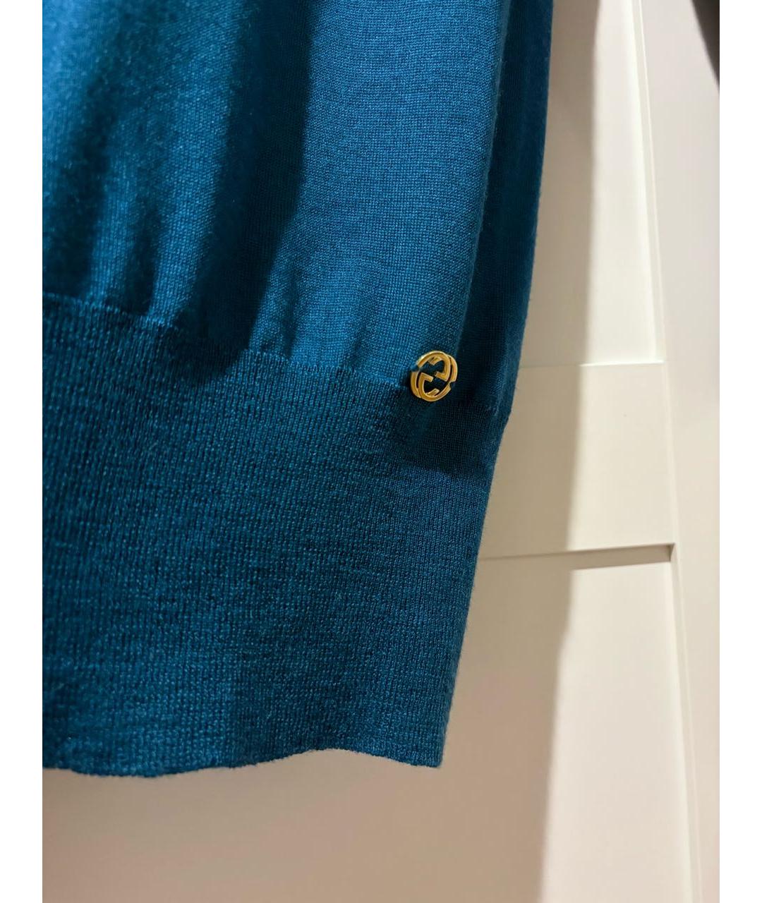 GUCCI Синее кашемировое повседневное платье, фото 3