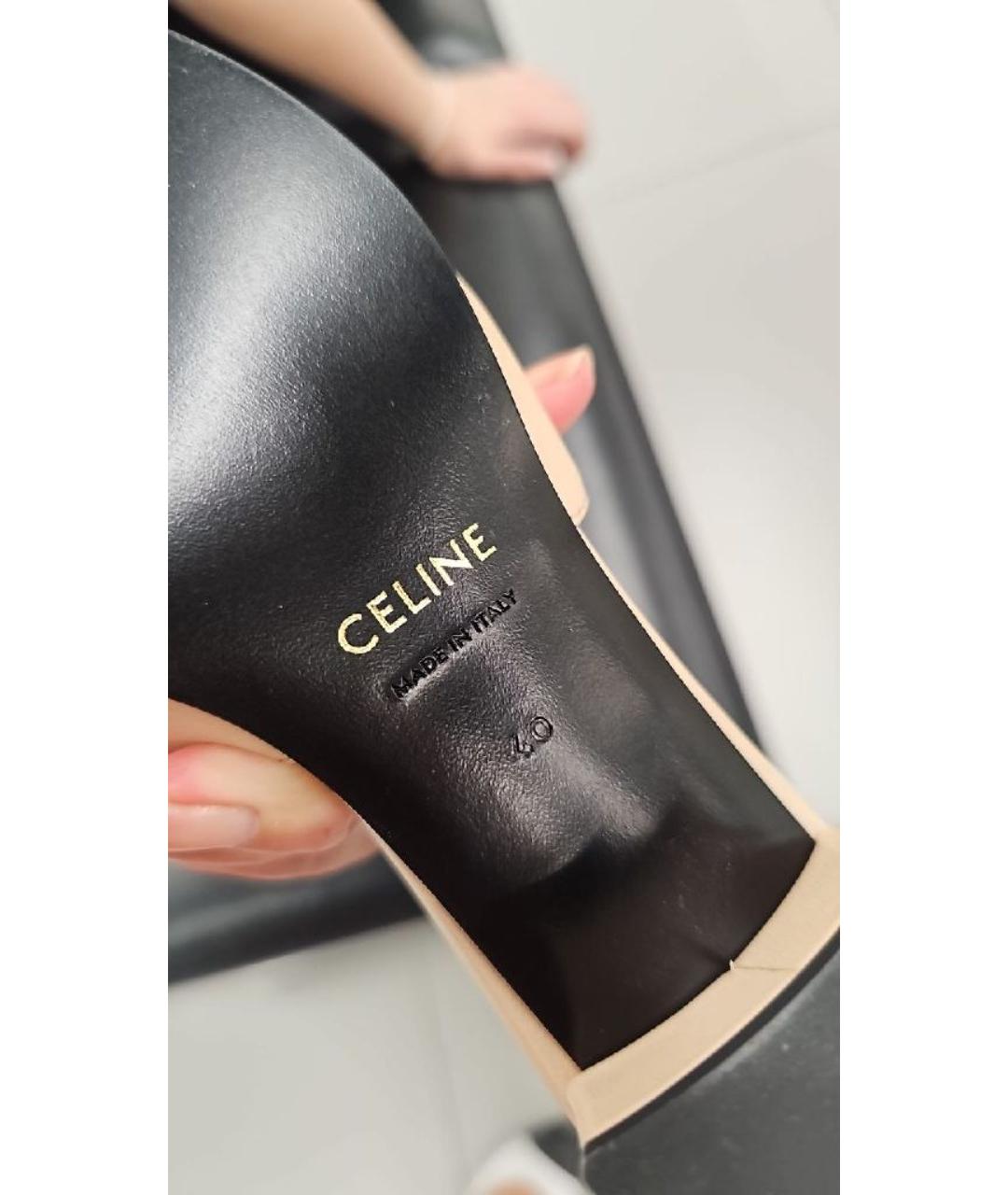 CELINE Бежевые кожаные мюли, фото 5
