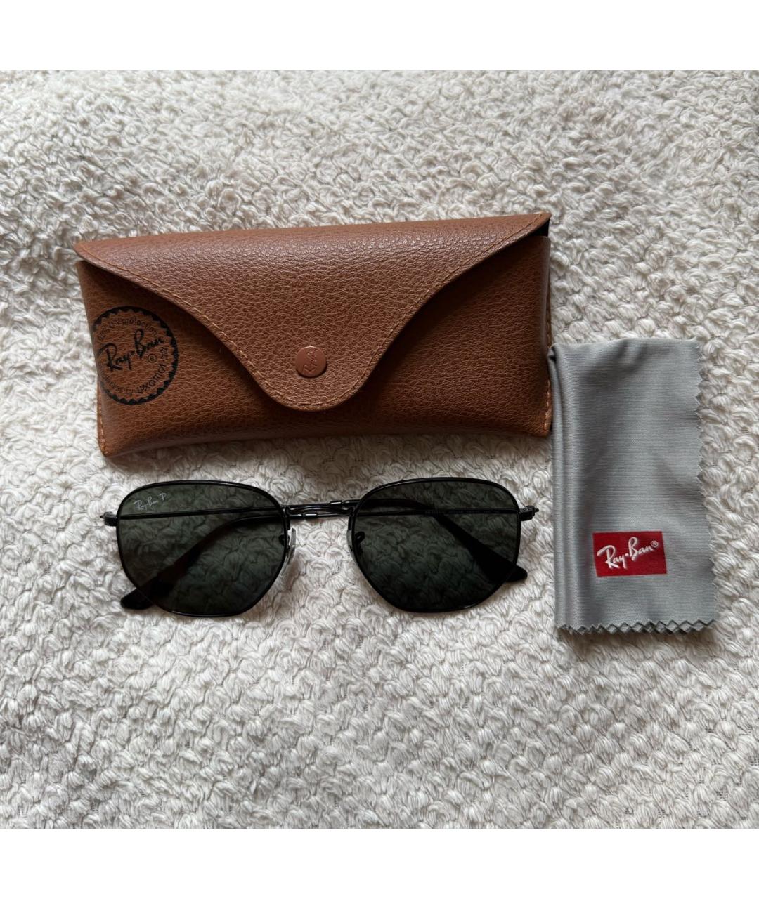 RAY BAN Черные металлические солнцезащитные очки, фото 2