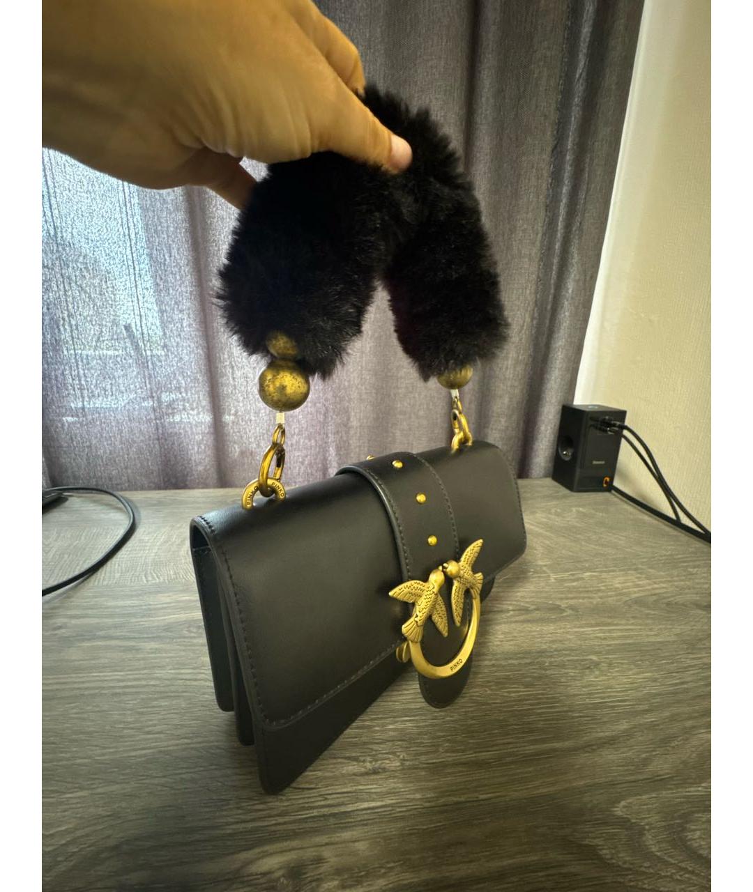 PINKO Черная кожаная сумка с короткими ручками, фото 2