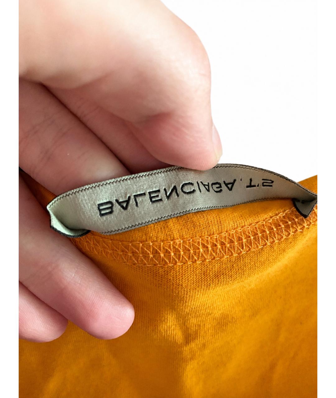 BALENCIAGA Оранжевая хлопковая футболка, фото 3