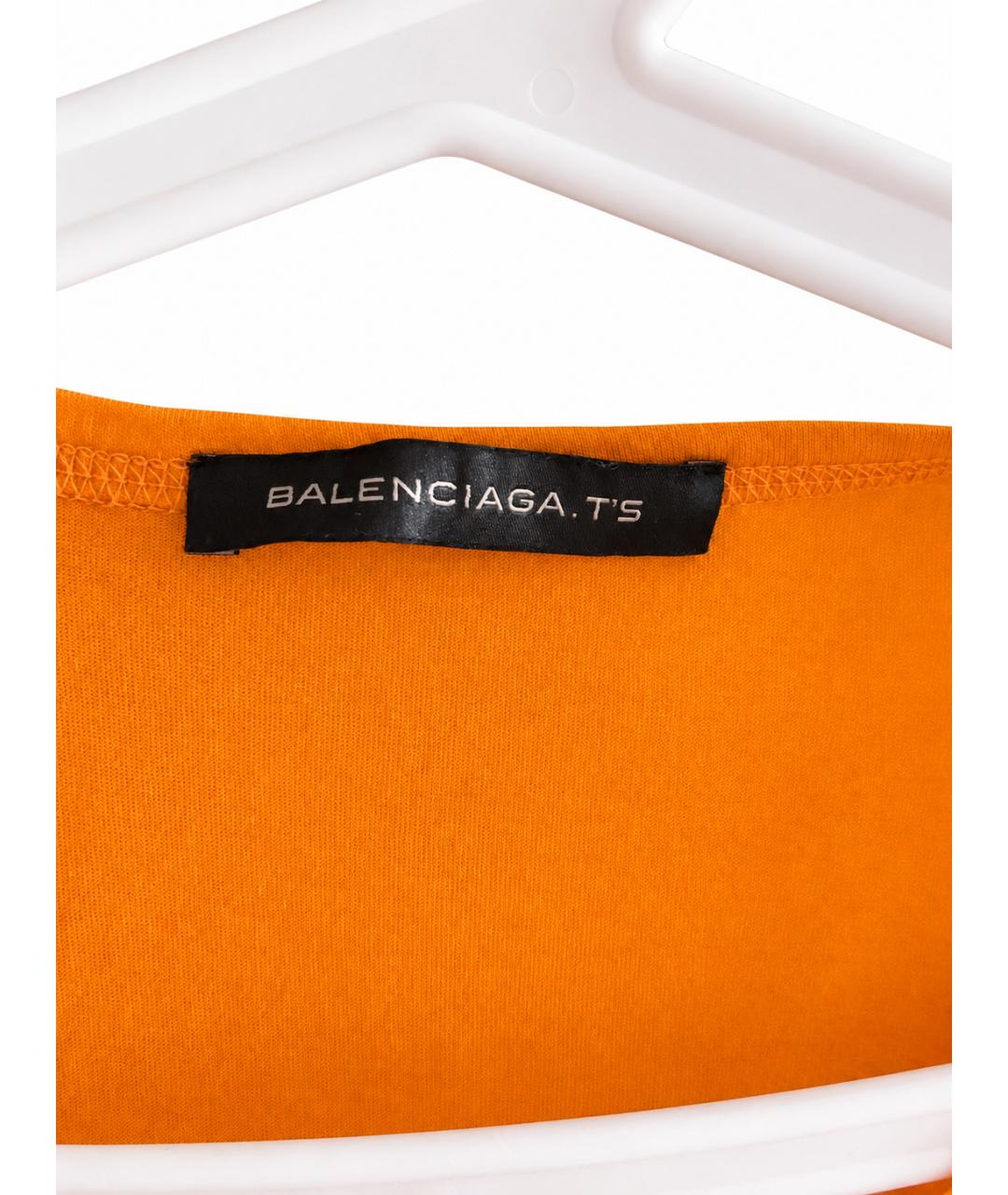BALENCIAGA Оранжевая хлопковая футболка, фото 4