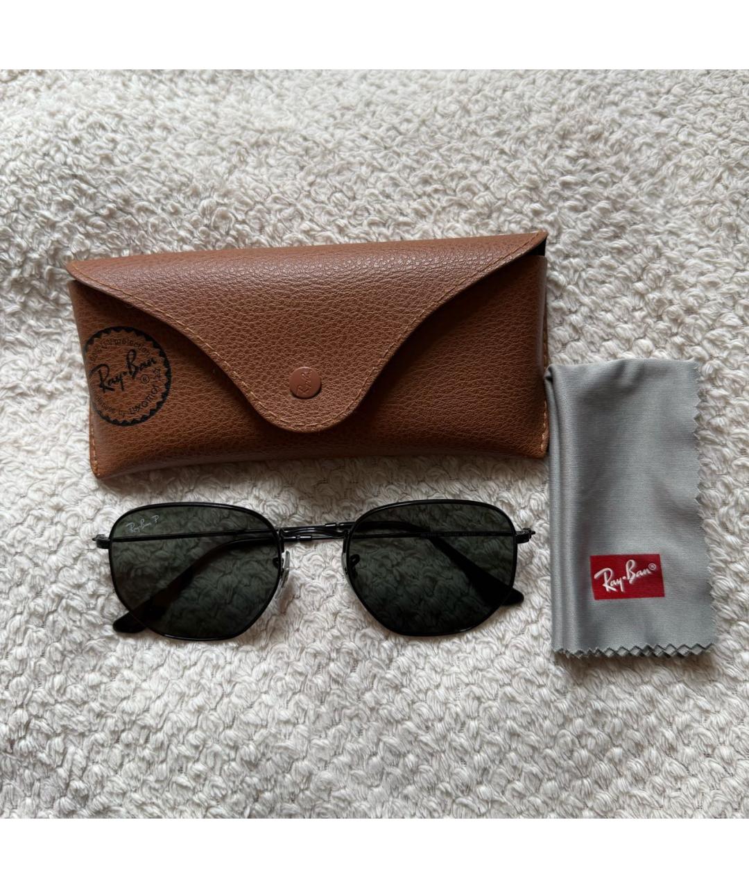 RAY BAN Черные металлические солнцезащитные очки, фото 2