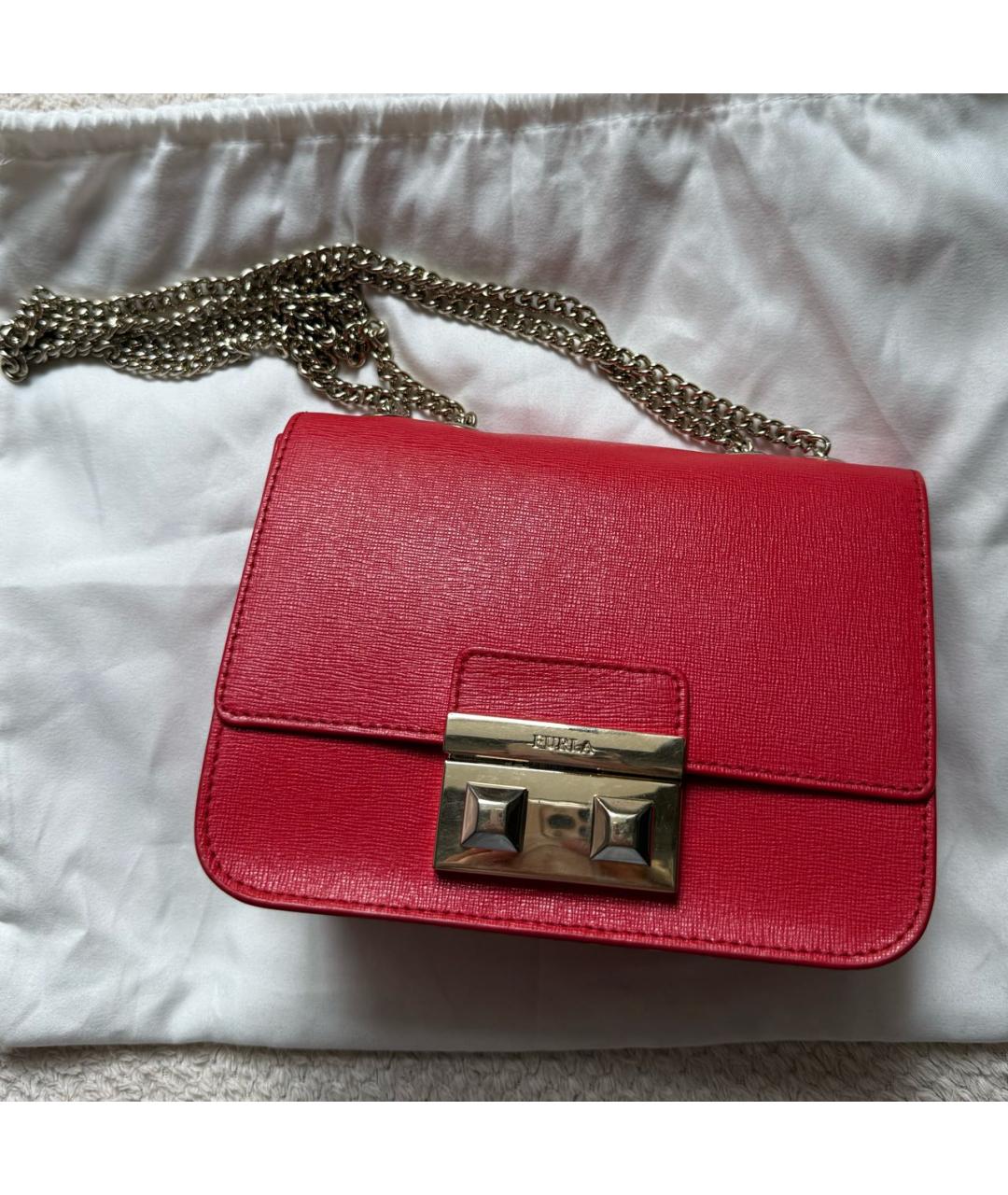 FURLA Красная кожаная сумка через плечо, фото 5