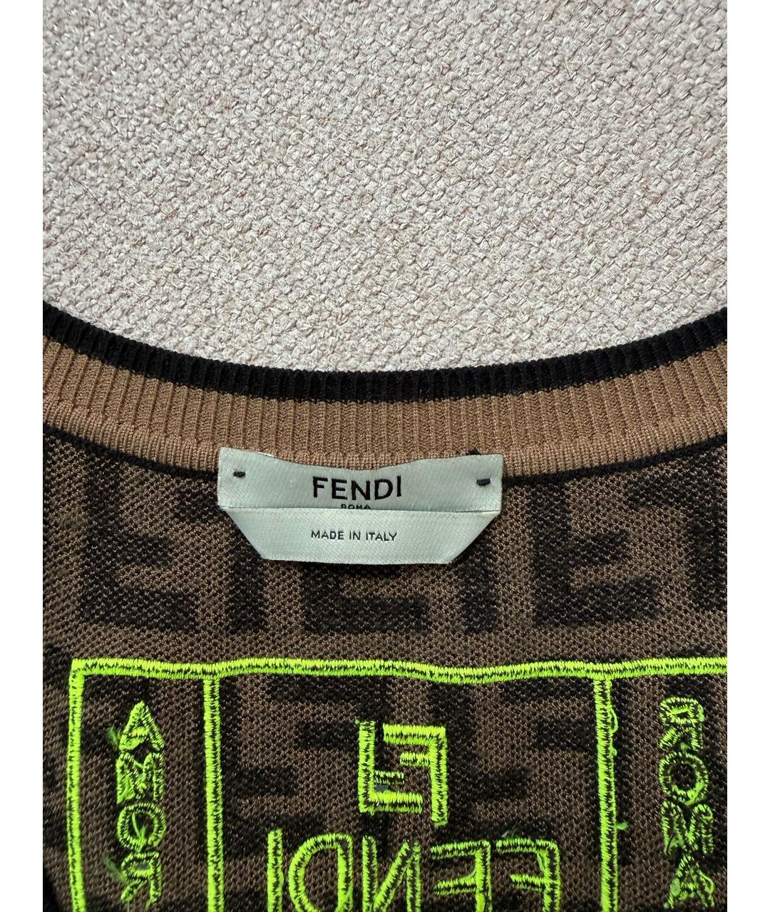 FENDI Коричневое хлопковое повседневное платье, фото 3
