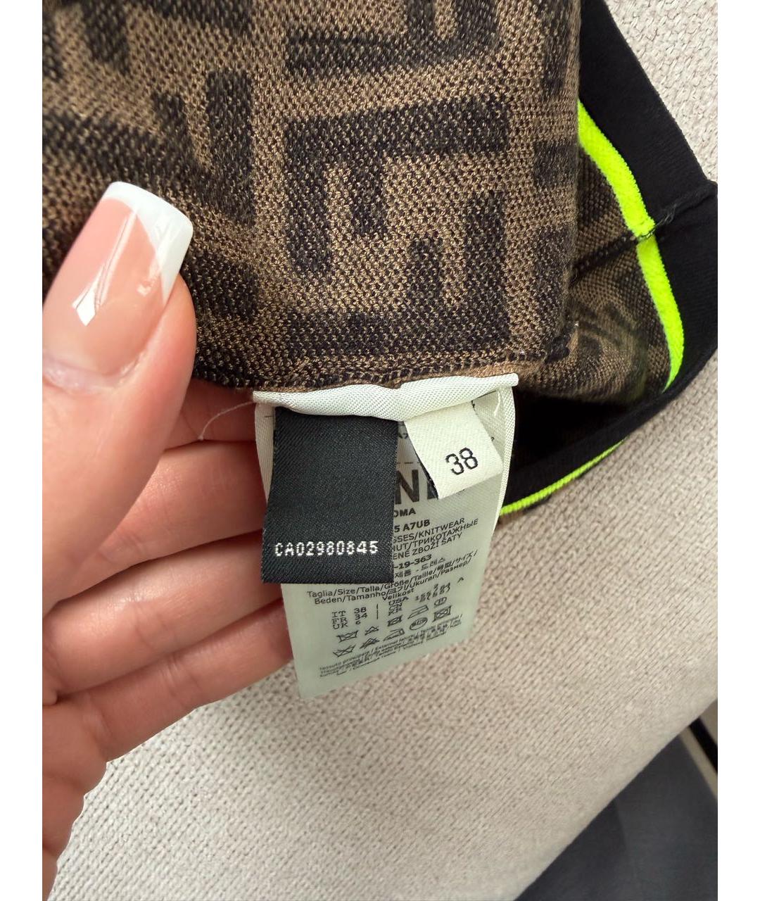 FENDI Коричневое хлопковое повседневное платье, фото 4