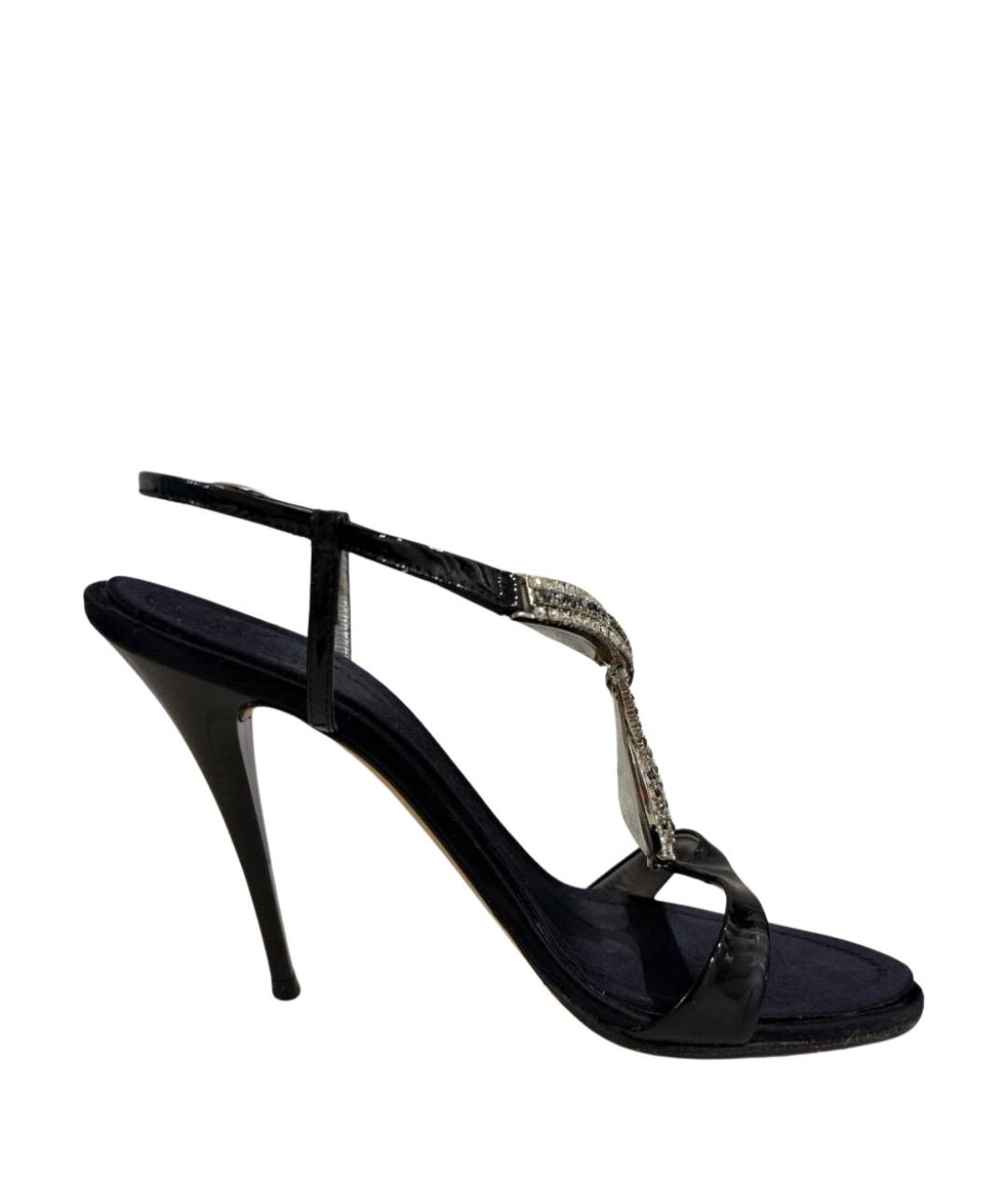 GIUSEPPE ZANOTTI DESIGN Черные кожаные босоножки, фото 1