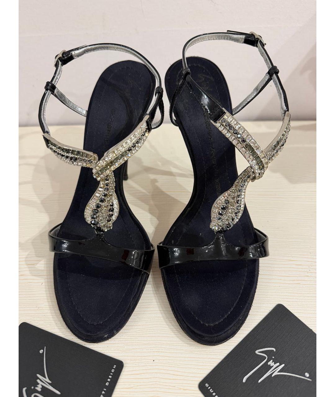 GIUSEPPE ZANOTTI DESIGN Черные кожаные босоножки, фото 3
