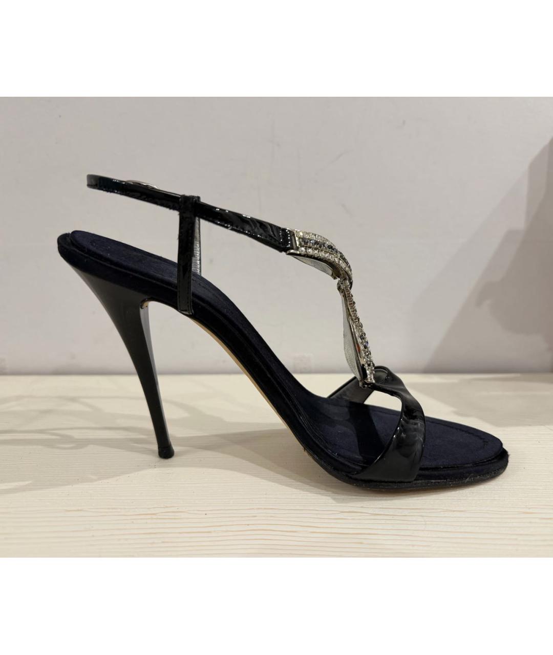 GIUSEPPE ZANOTTI DESIGN Черные кожаные босоножки, фото 6