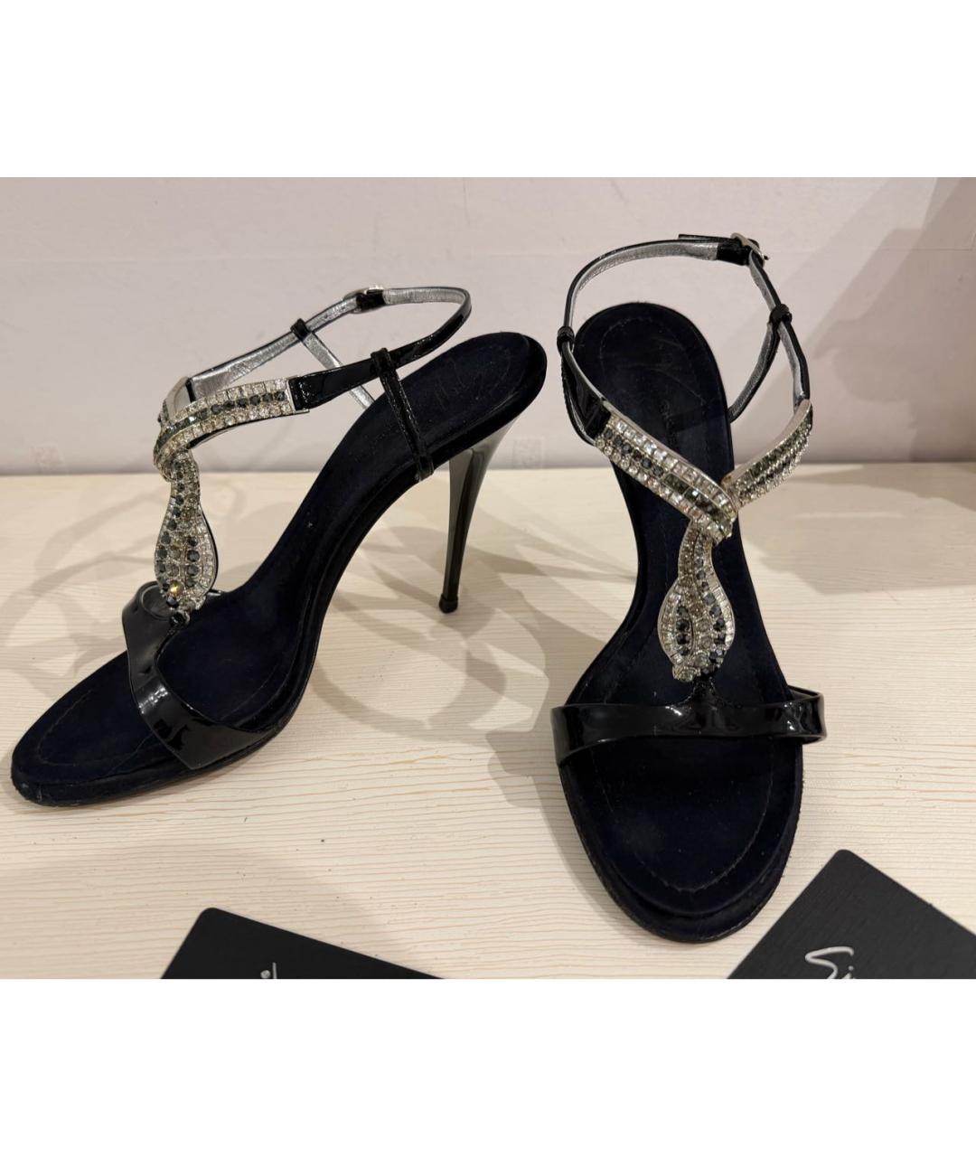 GIUSEPPE ZANOTTI DESIGN Черные кожаные босоножки, фото 2